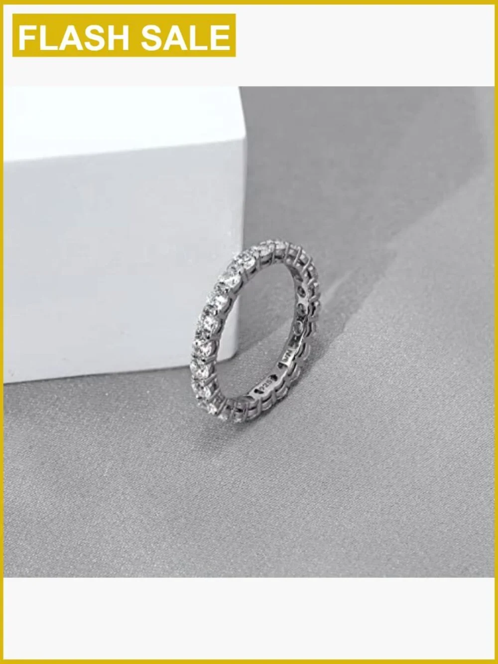 Sterling Silver Cubic Zirconia Eternity Band Ring Size 7 2ct